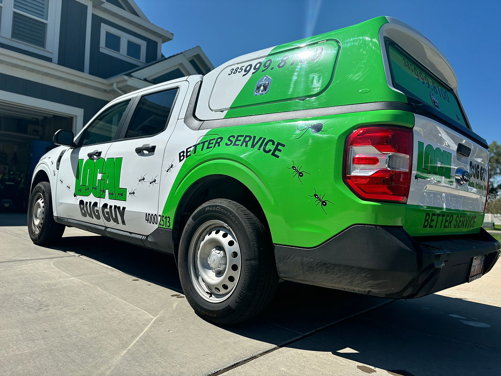 LOCAL Bug Guy service truck parked in a driveway