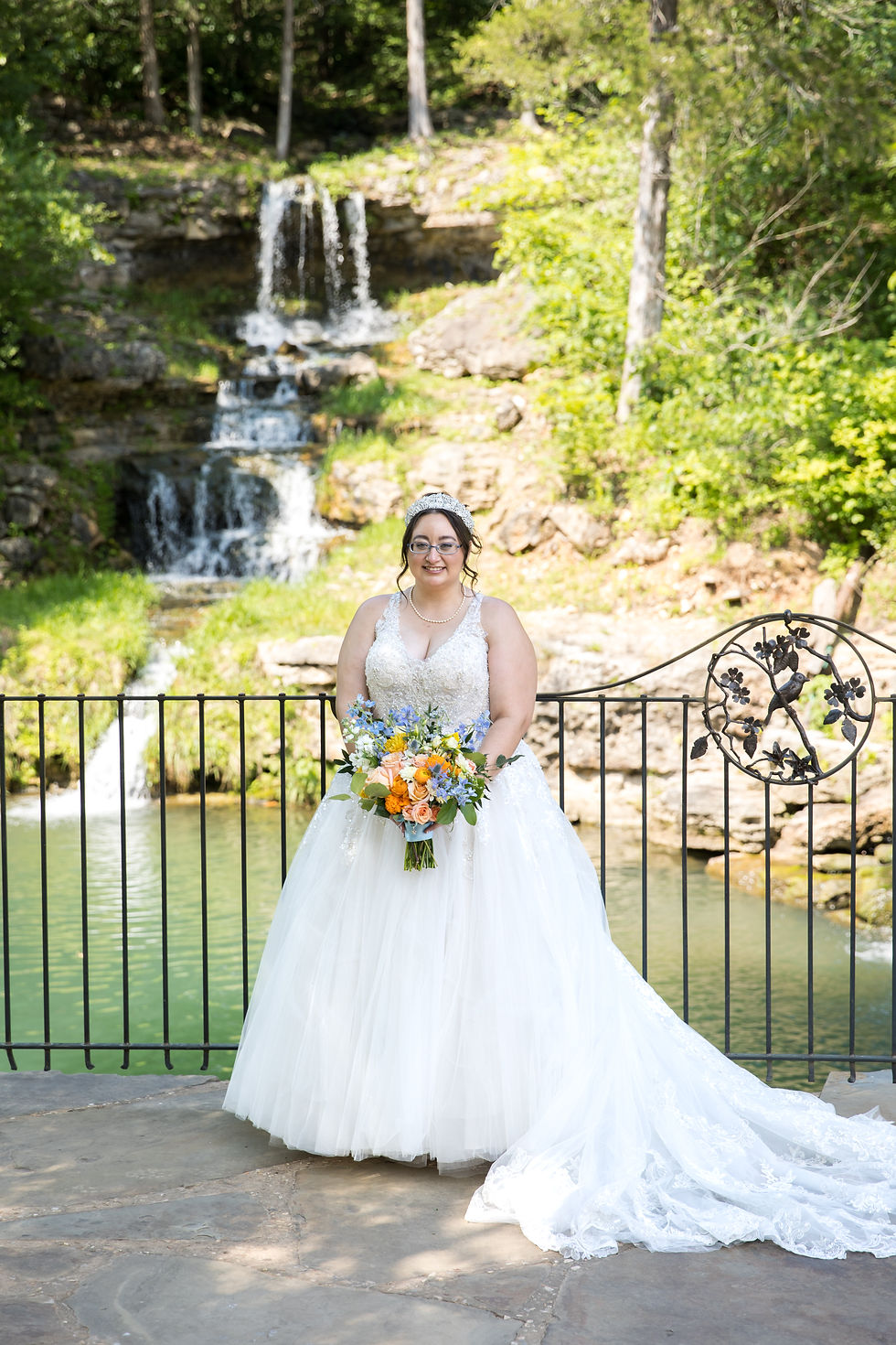 Bridal portrait near waterfall