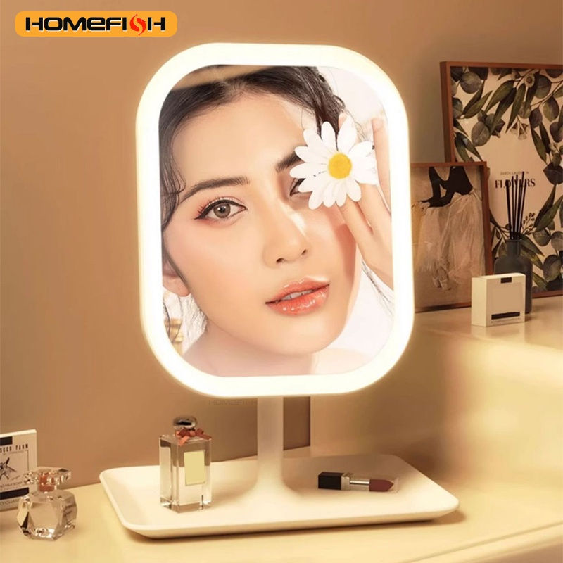 Thumbnail: Niche Modern Desktop Vanity Mirror 3 Color Light LED Makeup Mirror Touching Mirr
