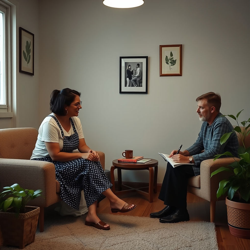 A hypnotherapist doing intake with his client

