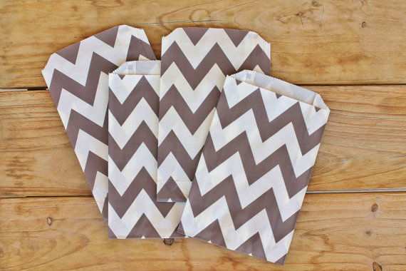 Gray Chevron Favor Bags** 24 Pack