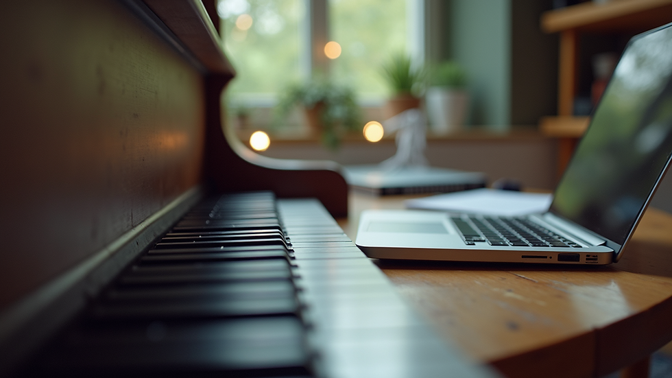 Vista dall’alto di un piano di lavoro con appunti e laptop