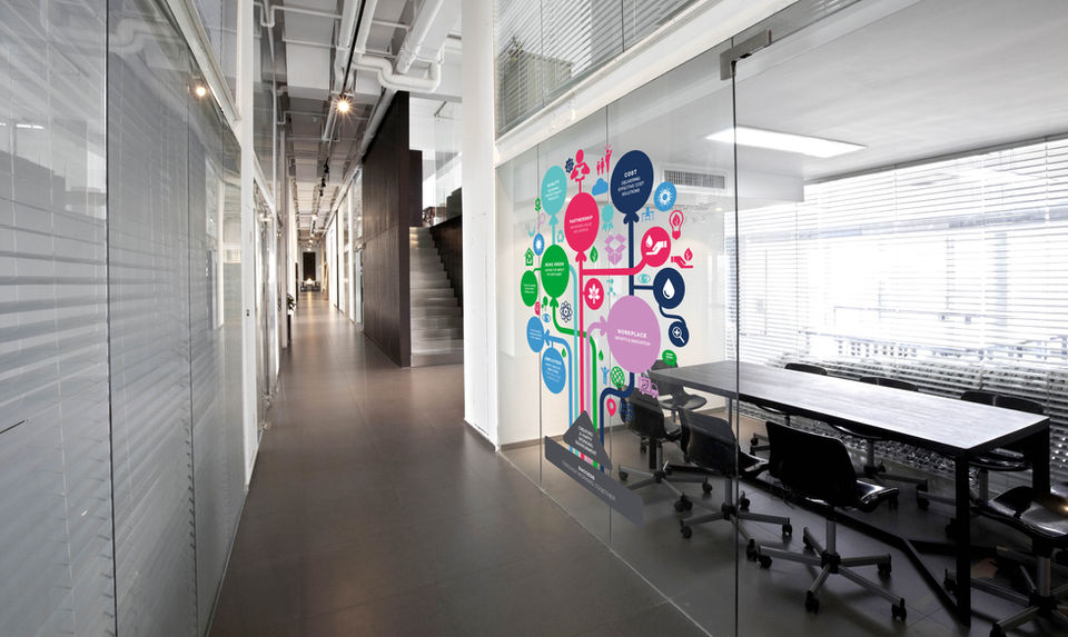 Self adhesive vinyl for interior glass.