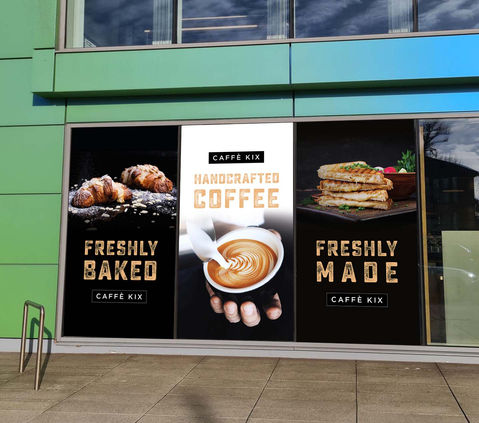 Contra vision window graphics designs, print and installation.