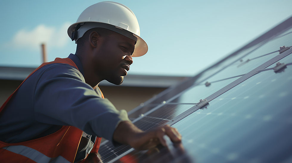 Technician installing solar panel