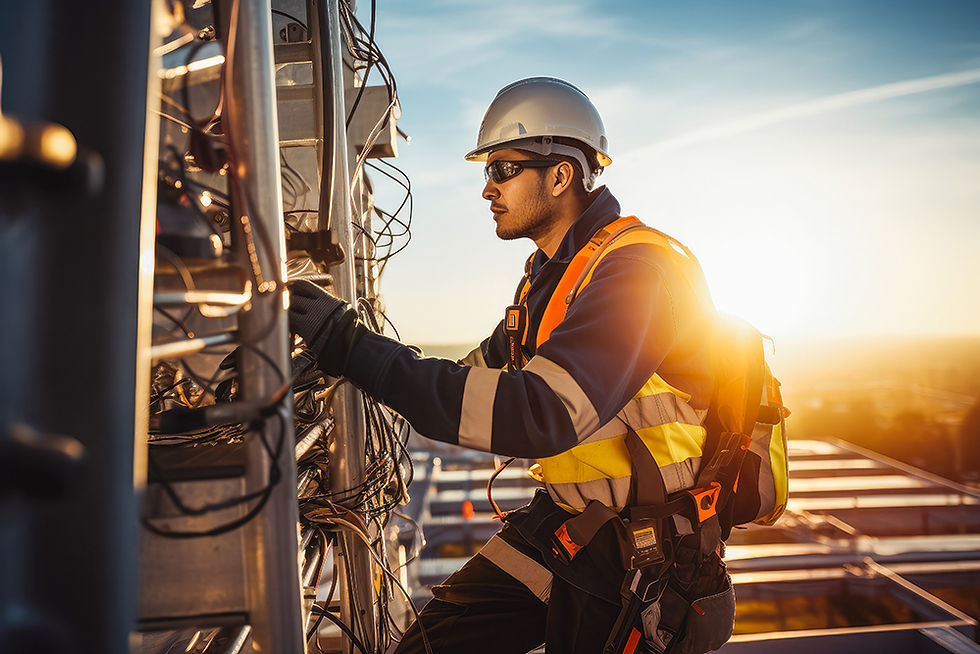 Technician on telecoms tower