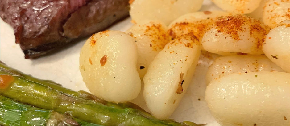 Grilled Bison Ribeye & Garlic Gnocchi