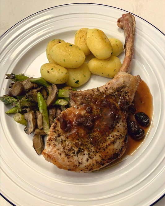 Ontario Milk Fed Veal Chop w/ Cranberry Glaze