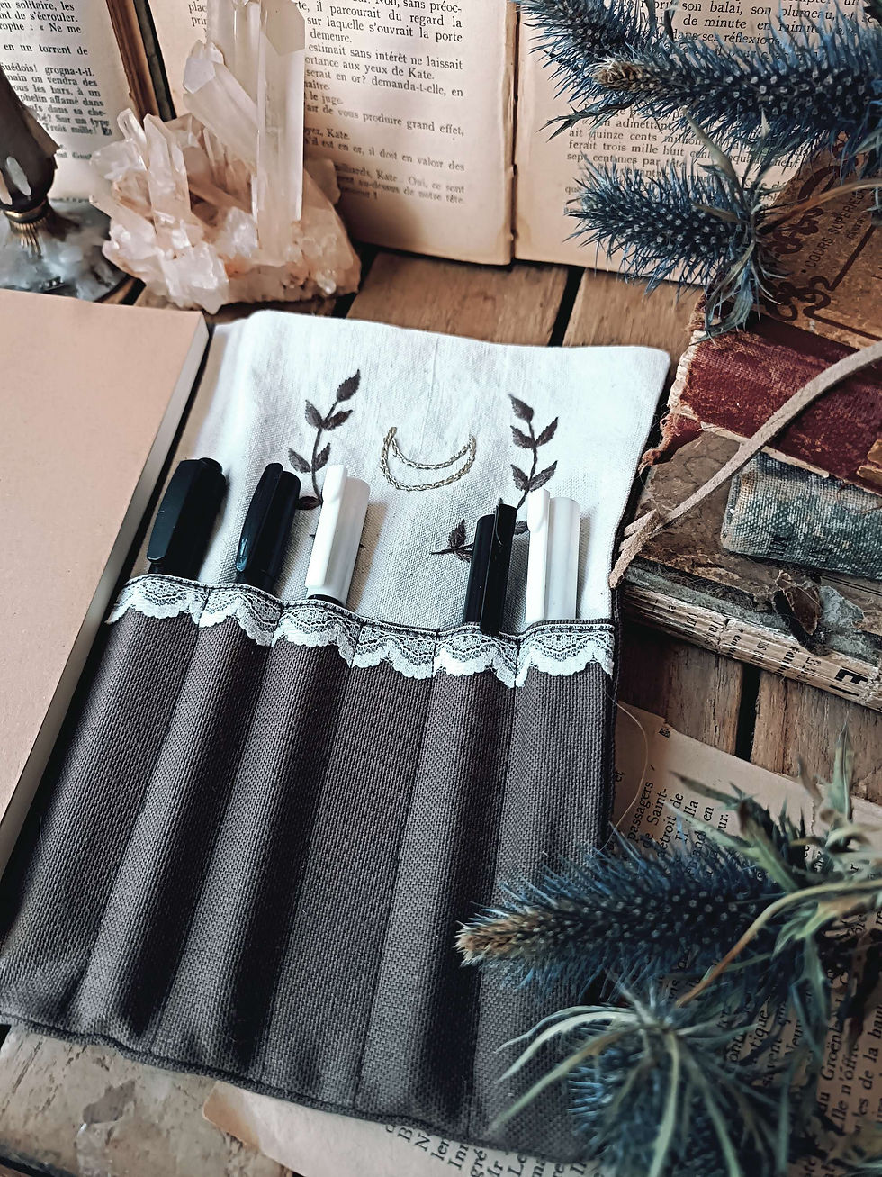 Miniature : Etui à carnet et stylos brodé