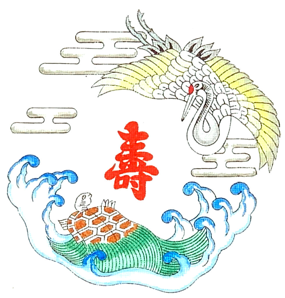 家紋も入れられる受注製作のインテリアお祝い額(鶴亀・松竹梅柄)