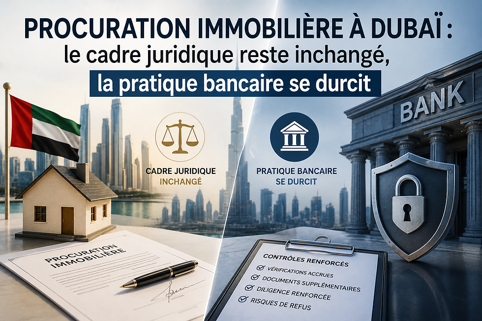 Procuration immobilière à Dubaï : le cadre juridique reste inchangé, la pratique bancaire se durcit