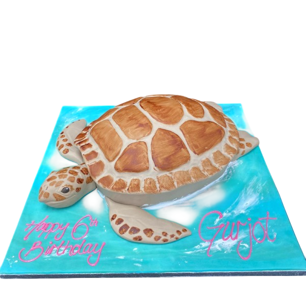 A beautifully decorated turtle-themed cake with intricate details, perfect for animal lovers and special occasions in UK.