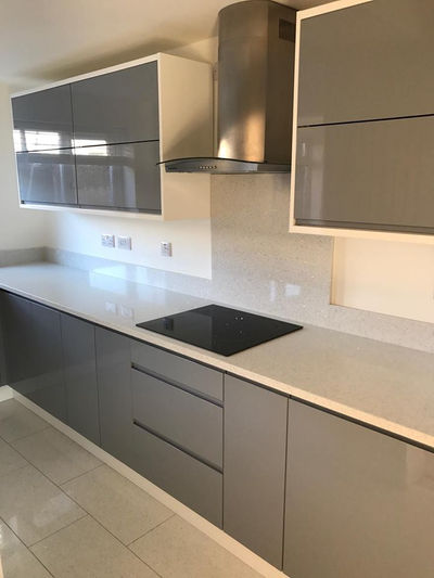grey handleless kitchen