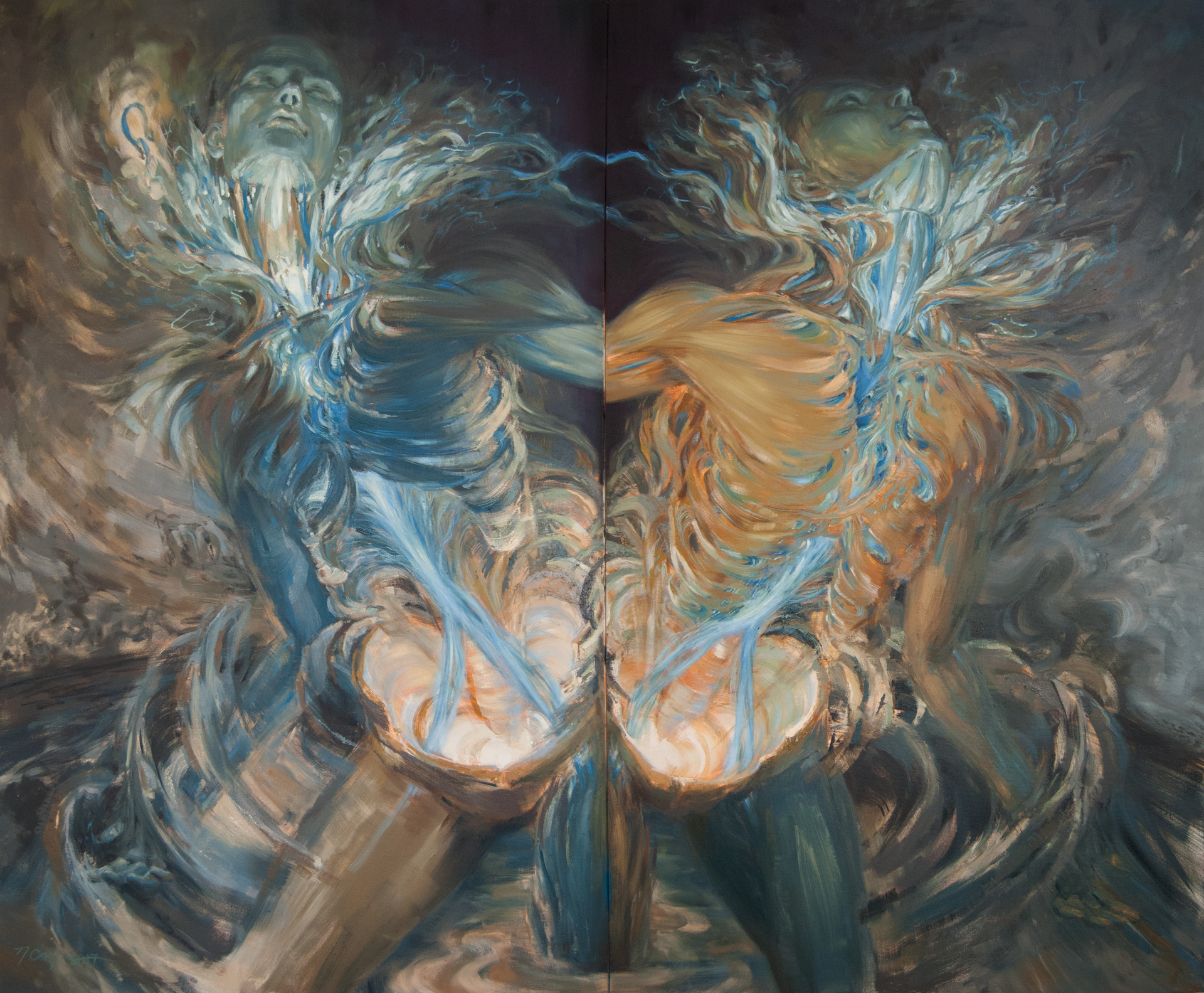 "Cell Division 03 (Chiasma)" (diptych) Painting