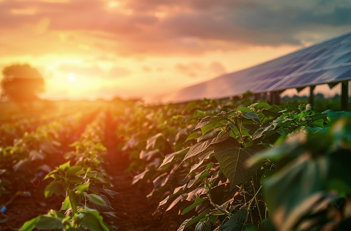 Sunset Agricultural Scene with Solar Panels.jpeg