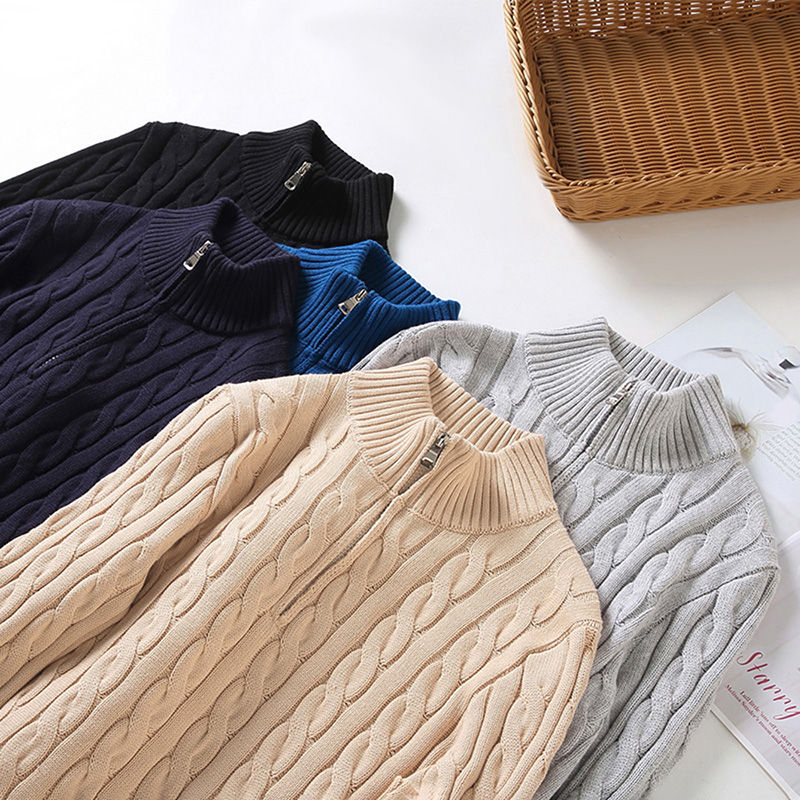 pure Cotton Sweaters Men's High Quality Autumn Cable Knit Christmas Sweater With