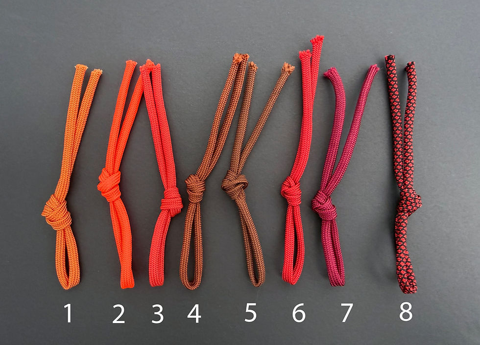 Red themed paracord colour choices