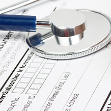 Medical form with stethoscope