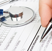 Medical form with stethoscope