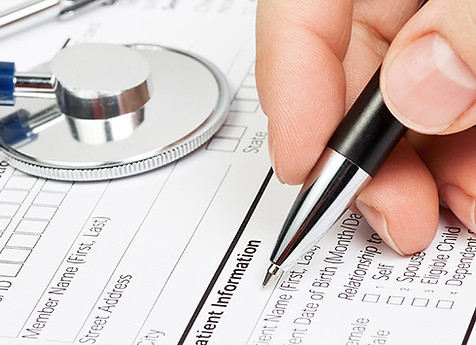 Medical form with stethoscope