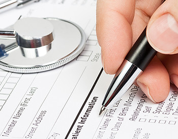 Medical form with stethoscope