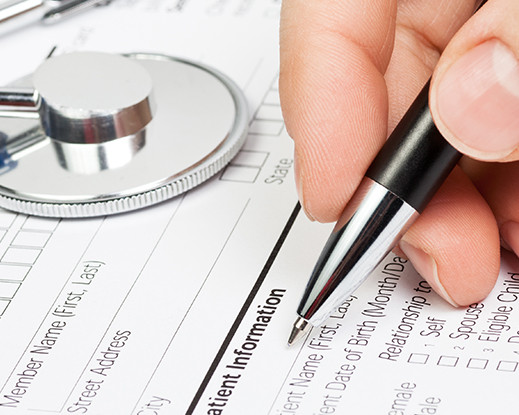 Medical form with stethoscope