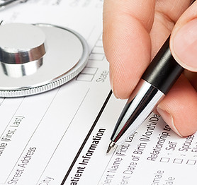 Medical form with stethoscope