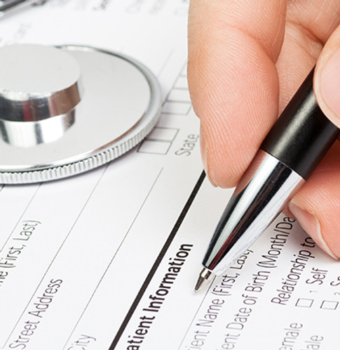 Medical form with stethoscope
