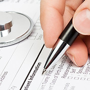 Medical form with stethoscope
