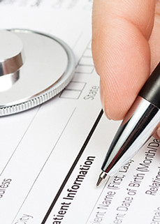 Medical form with stethoscope