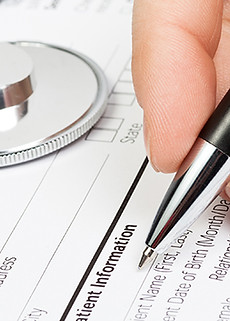 Medical form with stethoscope