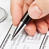 Medical form with stethoscope
