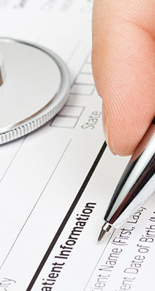 Medical form with stethoscope