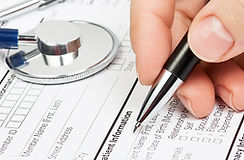 Medical form with stethoscope