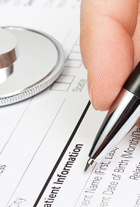 Medical form with stethoscope