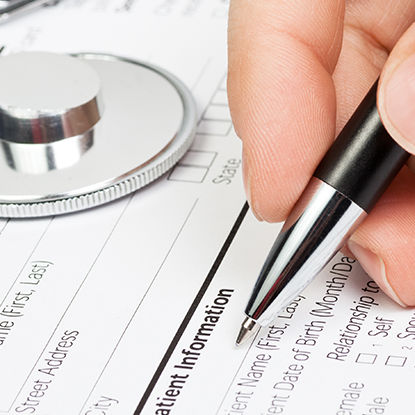Medical form with stethoscope