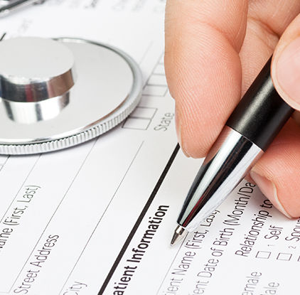 Medical form with stethoscope
