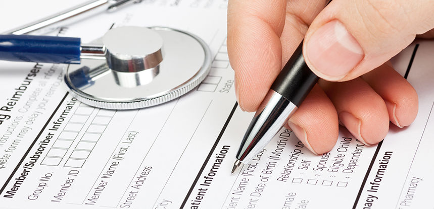 Medical form with stethoscope