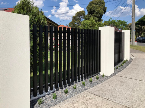 Rendered curved fence steel posts letterbox - Professional Renovations - Mr. Master