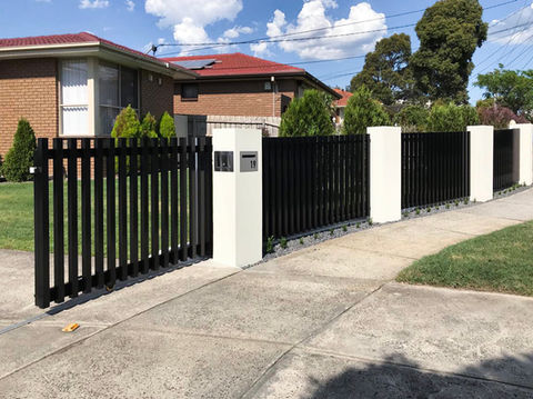 Rendered curved fence steel posts letterbox - Professional Renovations - Mr. Master