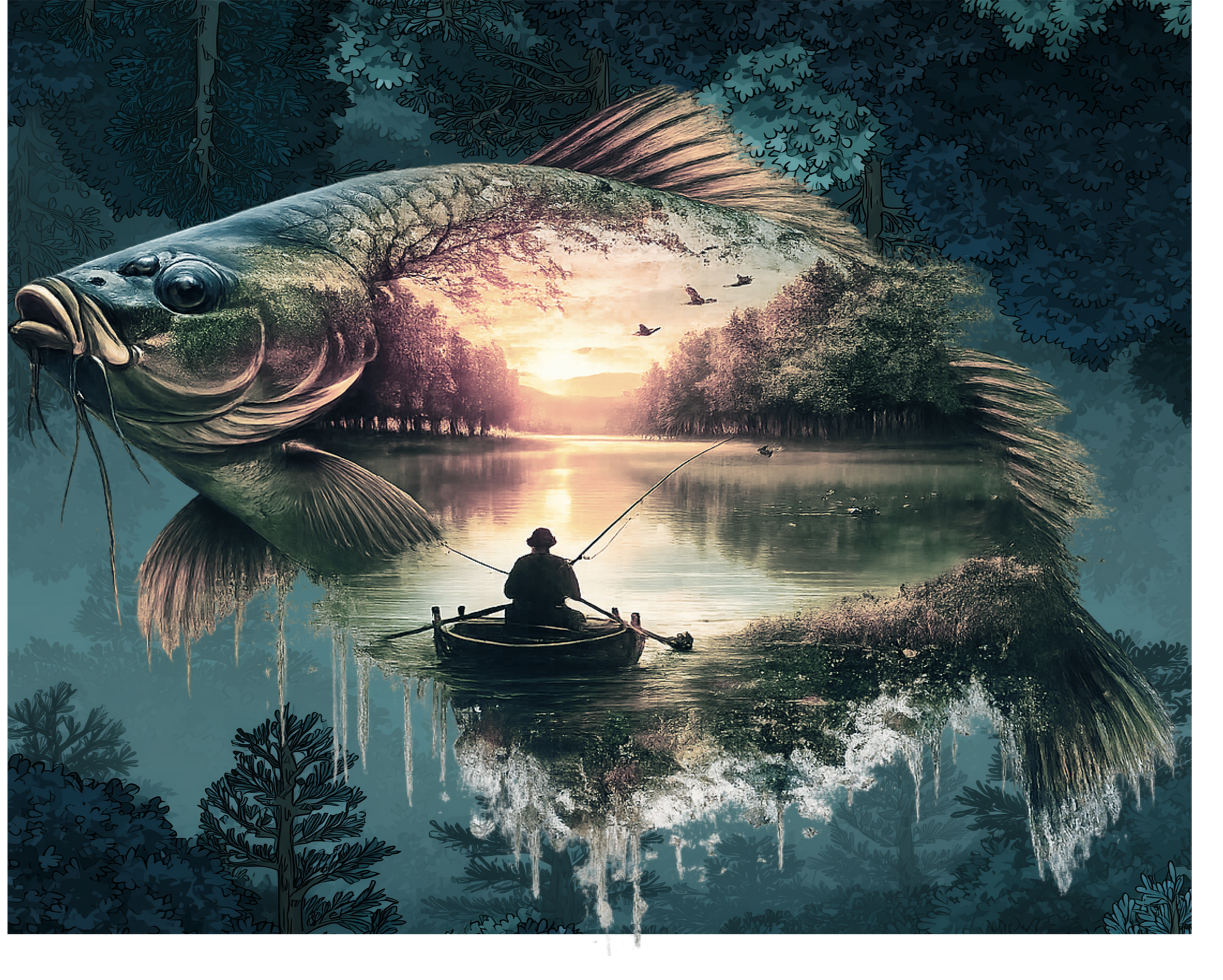 Forest Fishing Man
