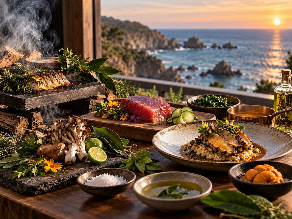 Natural coastal ingredients and cooking techniques used in fine dining
