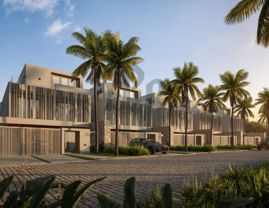 Fachada de casa de luxo em construção no condomínio Alameda dos Eucaliptos na Barra da Tijuca. 