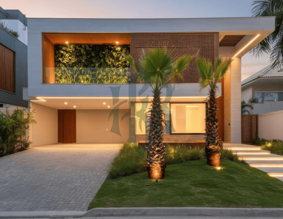 Fachada de casa de alto padrão a venda no Del Lago, Barra da Tijuca.