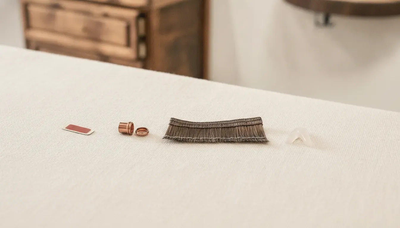 Hair extension attachment materials arranged for a method comparison