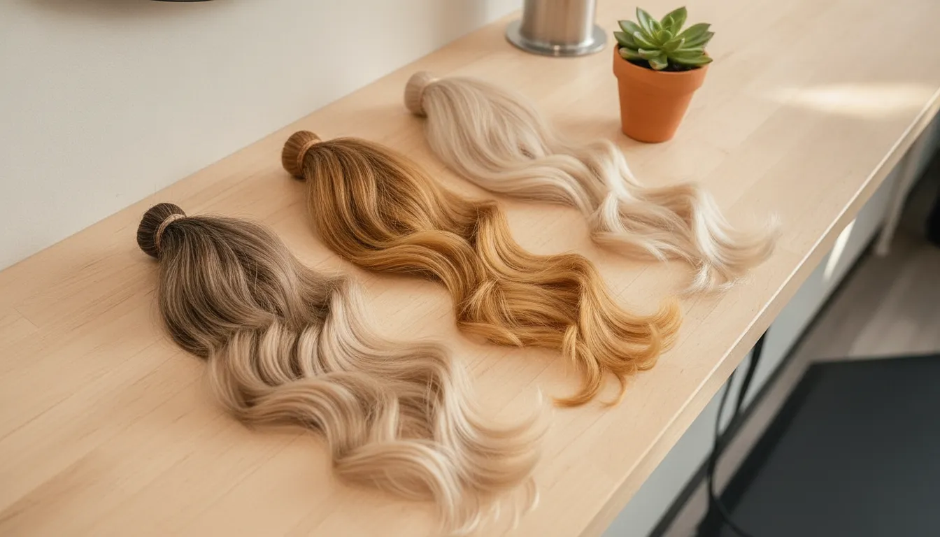 Hair color tones considered during a lived-in blonde consultation