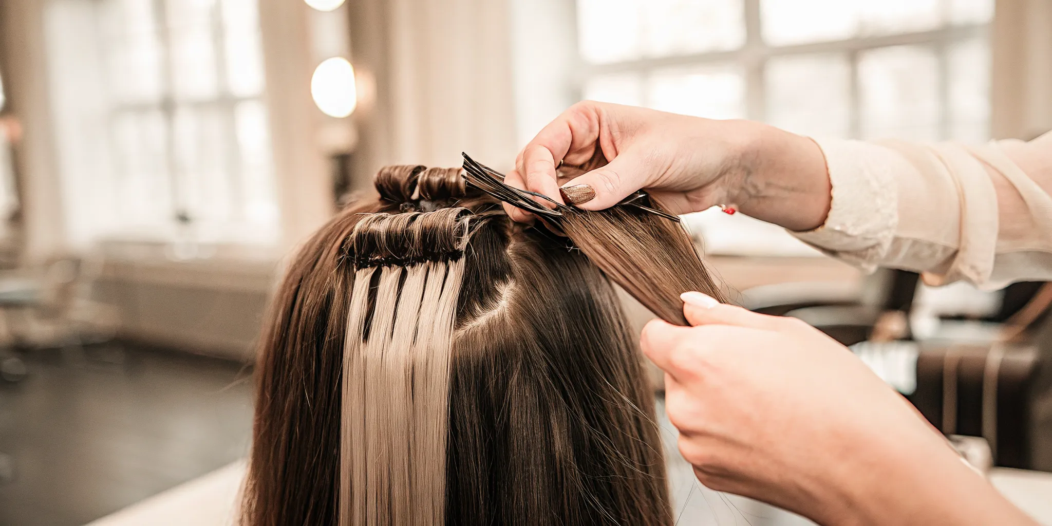 Comparing hair extension methods for hair extensions tacoma clients including tape-in, handtied, cold fusion, and hot fusion