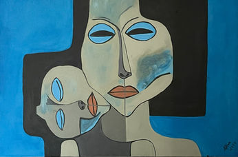 Art by Gina Torma, Acrylic on Canvas name of the painting Mother and Daughter