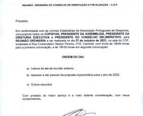 Edital de Convocação do Conselho de Orientação e Fiscalização – COF || Reunião de 27/10/2021