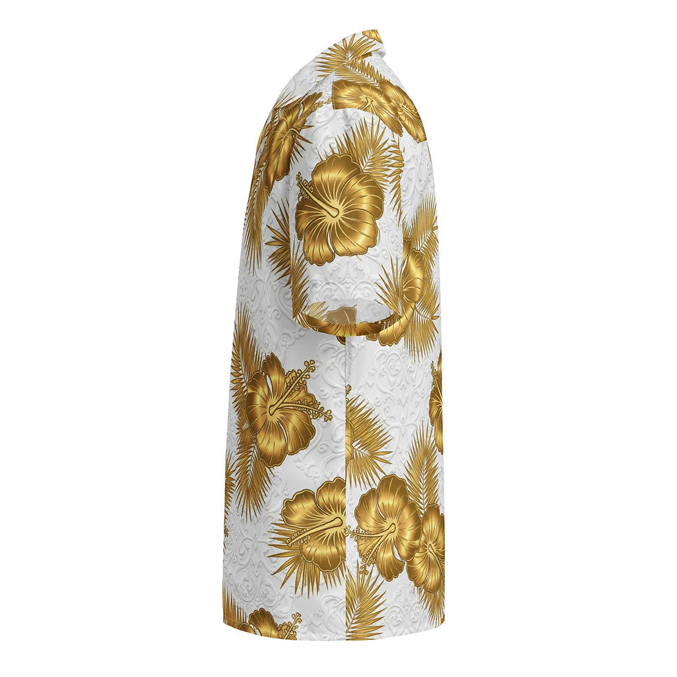 Thumbnail: White Gold Ornate Aloha Hawaiian Shirt